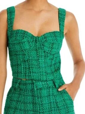 NWT Aqua x Maeve Reilly Green Tweed Bustier Top XL